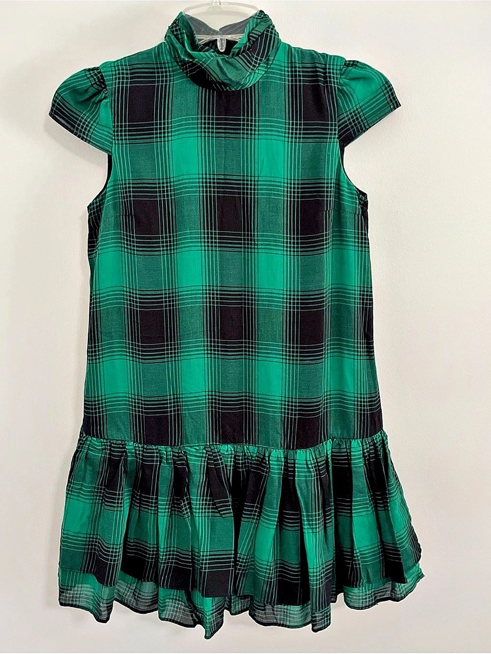 Polo Ralph Lauren Girls Plaid Tiered Ruffle Short Sleeve Dress